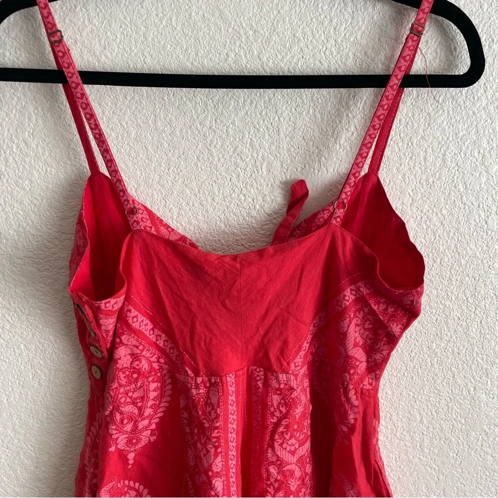Free People Feel The Sun Bandana Patterned Jumpsuit Red Size 8 - Picture 9 of 12